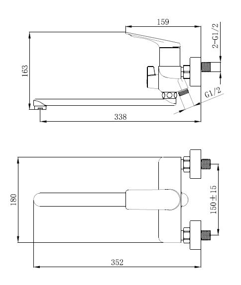 Змішувач для ванни Mixxen IQ чорний з/акс. L320 MXKL0677BL