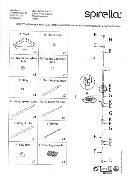 Полочка угловая Spirella PERTH 235-280 см 