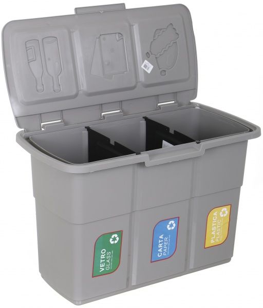 Контейнер для мусора DEA Home на 3 отделения Ecopat 433 серый