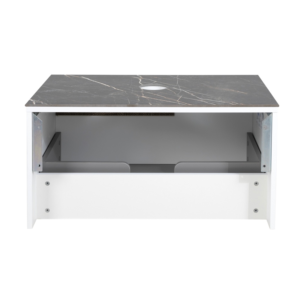 Тумба під умивальник Aqua Rodos OSTIN білий мат зі стільницею керамограніт Namibia Black 80 см