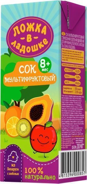 Сік Ложка в ладошке Мультифруктовий 200 мл
