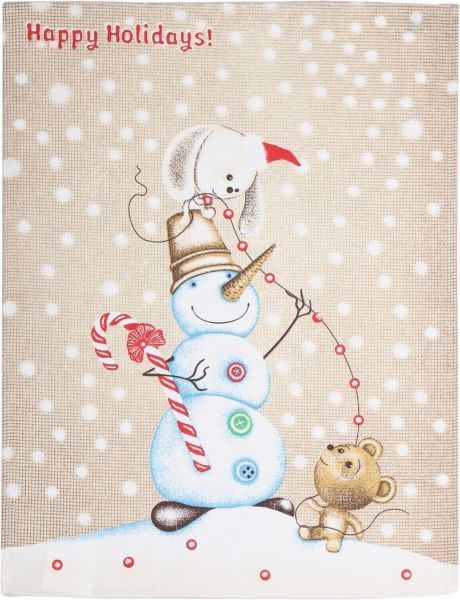 Рушник вафельний Happy Holidays 44x60 см Прованс бежевий із малюнком 