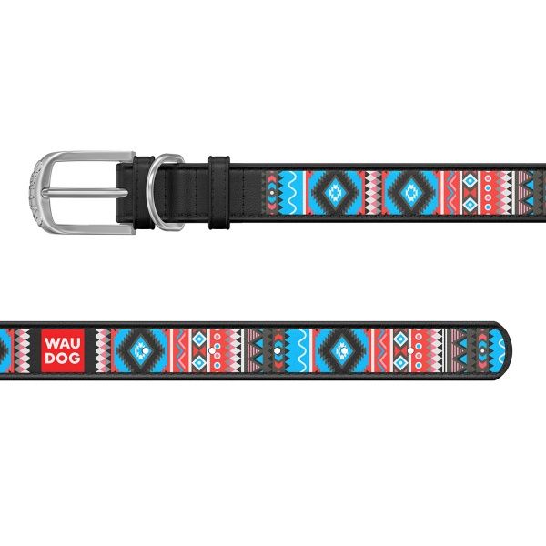 Ошейник WAUDOG Design с рисунком Этно 1,2х21-29 см черный