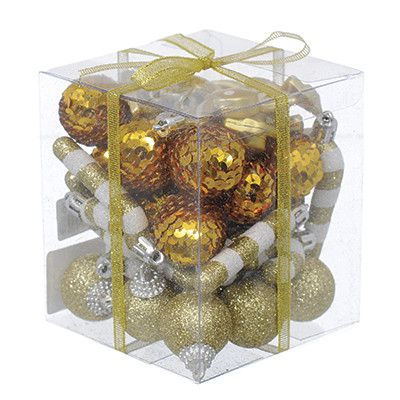 Набор новогодних украшений золото B-410978 d30 мм 40 шт./уп. 