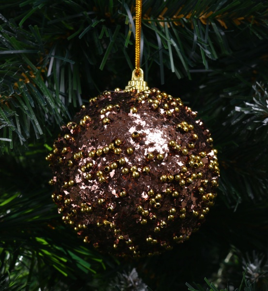 Шар новогодний 80 мм золотой CAA126720