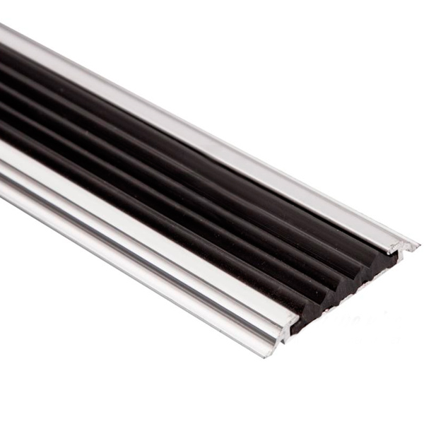 Порожек алюминиевый 17-А Лугалпроф профилированный антискользящая вставка 4,8х46x900 мм серебро