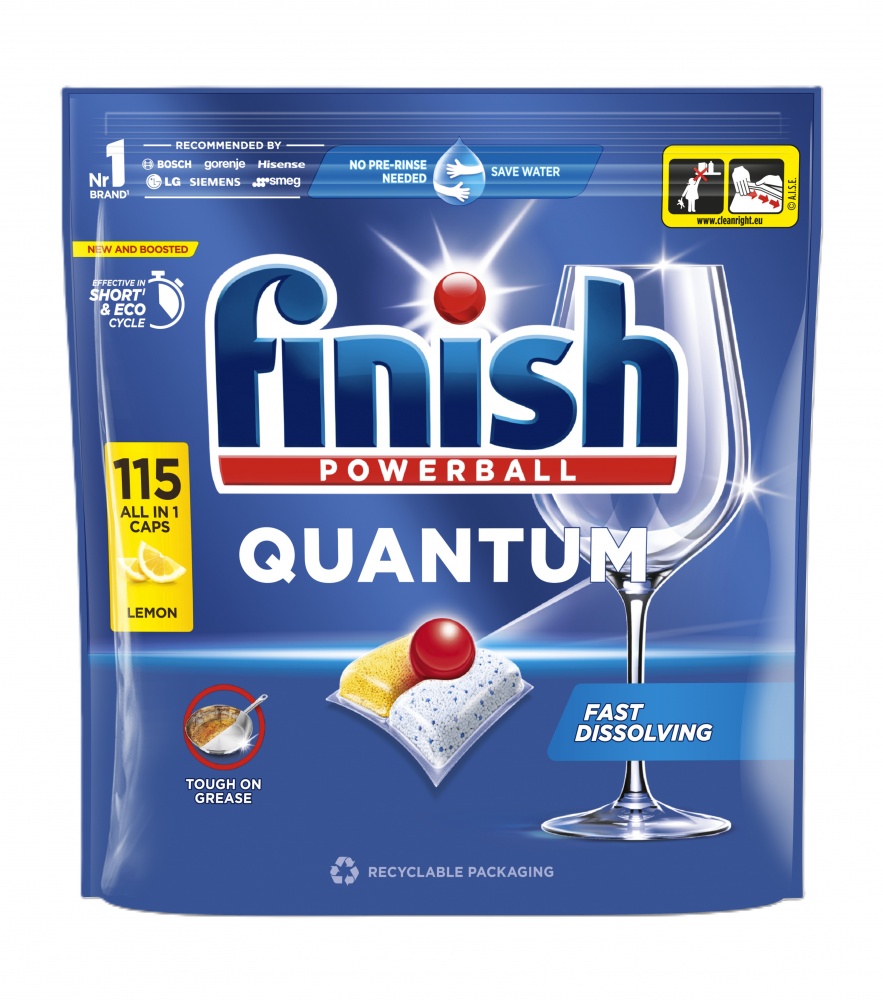 Капсулы для посудомоечных машин Finish Quantum All in 1 Лимон 115 шт.