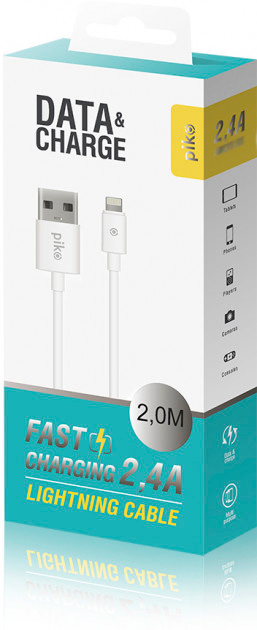 Кабель Piko Lightning – USB 2 м білий CB-UL12