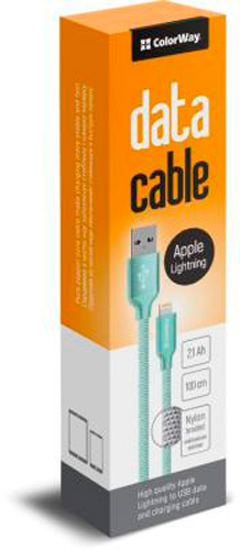 Дата-кабель ColorWay Lightning – USB 1 м зелений (CW-CBUL004-MT) 
