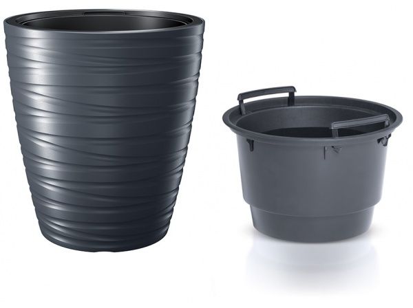 Горшок для цветов Prosperplast MAZE 375х419 мм круглый антрацит 
