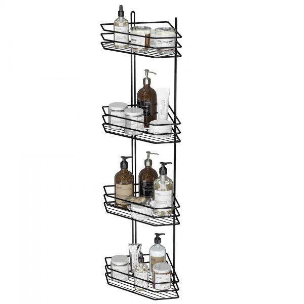 Полка угловая 4-ярусная 25 см черная 