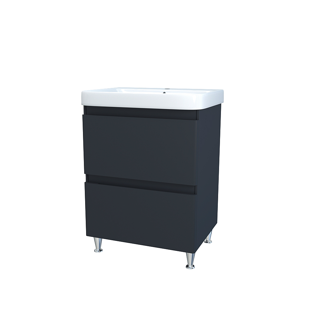 Тумба на ніжках Сансервіс Hilton-60 з умивальником ZEN-60 антрацит мат