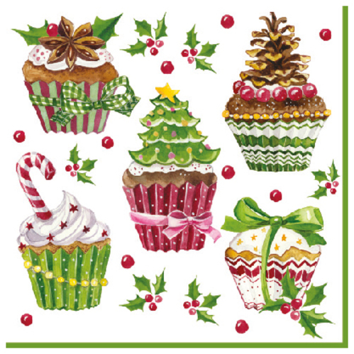 Салфетки столовые Silken Новогодние пирожные 33х33 см 18 шт.