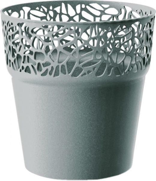 Кашпо пластиковое Prosperplast Naturo круглый 1,7л серый (78985-405) 