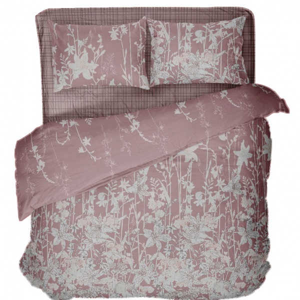 Комплект постельного белья Home Flowers bunch семейный розовый с рисунком La Nuit 
