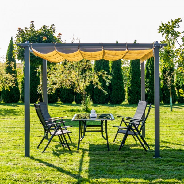 Навіс пергола садова 3х3м з висувним вітрилом 300х300х230 см