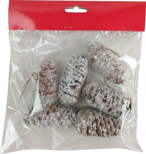 Набір новорічних декорацій Шишки з присипкою 6 шт. EPI-RS1A496-6L 