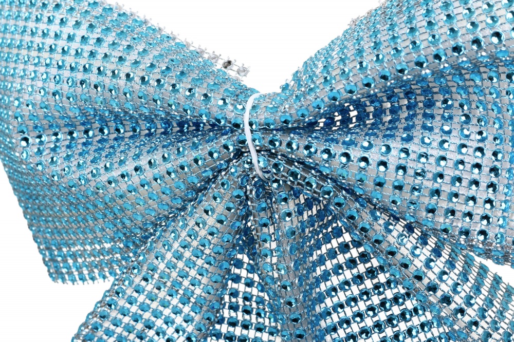 Декорація новорічна бант зі стразами 22x28 см колір в асортименті