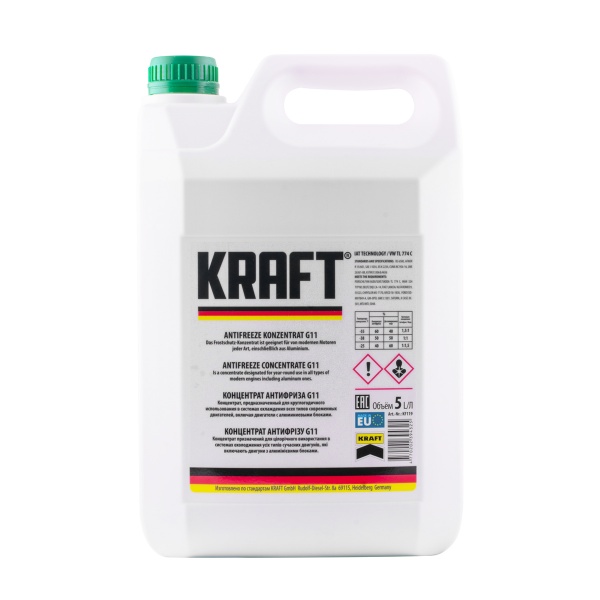 Антифриз Kraft концентрат G11 -35° 5л зеленый 