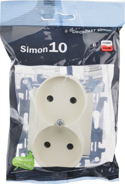 Розетка двойная без заземления Simon 10 без шторок кремовый CG2M.01/41