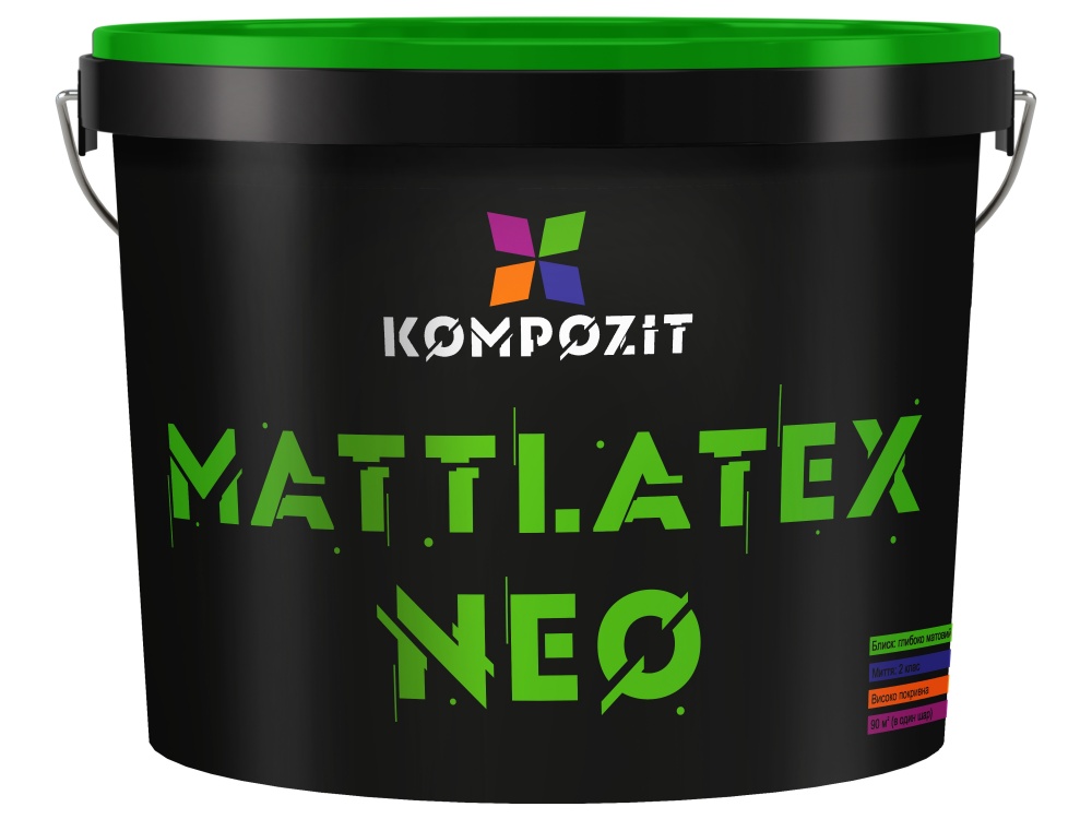 Фарба інтер'єрна водоемульсійна латексна Kompozit MATTLATEX NEO глибокий мат база С 14кг