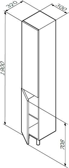 Пенал напольный AM.PM 30 см правосторонний M90CSR0306WG