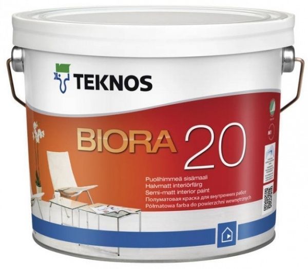 Фарба інтер'єрна акрилатна TEKNOS BIORA 20 база 1 напівмат білий 0,9л 
