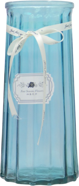 Ваза скляна блакитна Crystal Molly 25 см YIWU