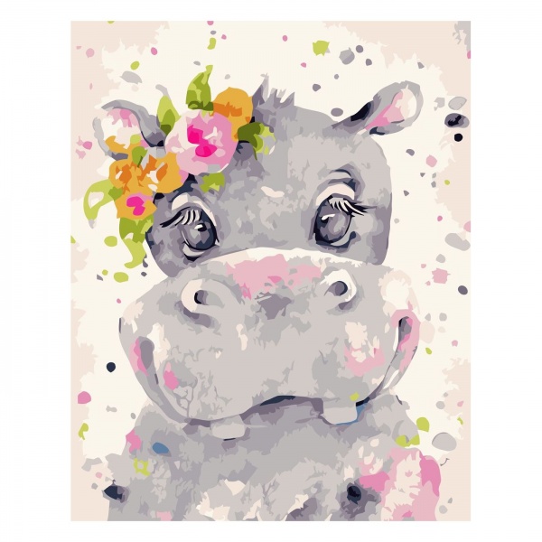 Раскраска по номерам Strateg Акварельный бегемот 30х40 см SV-0030