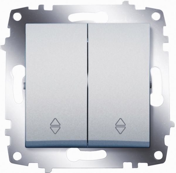 Вимикач прохідний двоклавішний ABB Cosmo без підсвітки 10 А сірий металік 619-011000-211