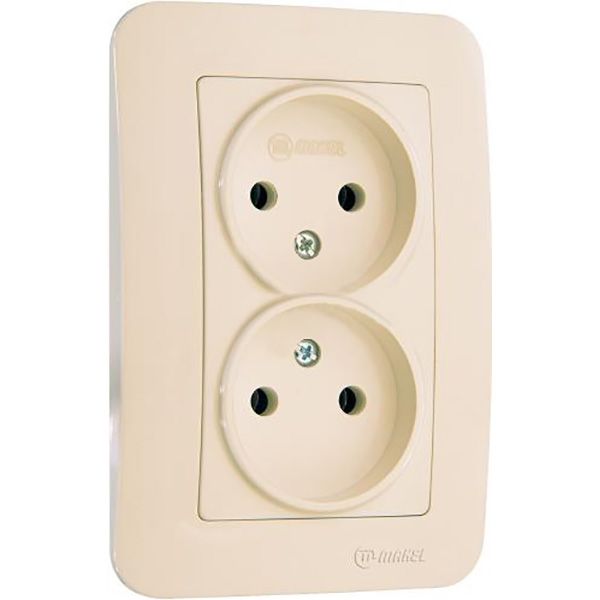 Розетка двойная без заземления Makel Lillium Natural слоновая кость 55217