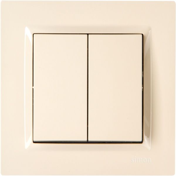 Выключатель двухклавишный Simon 10 без подсветки 10 А 250В кремовый CW5.01/41