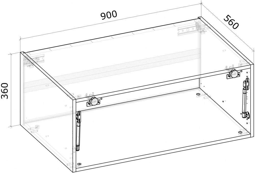 Шкаф верхний Грейд Оптимум Антресоль с газлифтом LS (фас.СВ) 900x360x560 мм серый графит