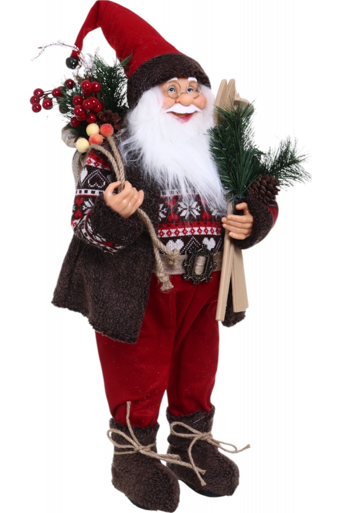 Декорація новорічна Санта лісовий Червоно-Коричневий 60 см