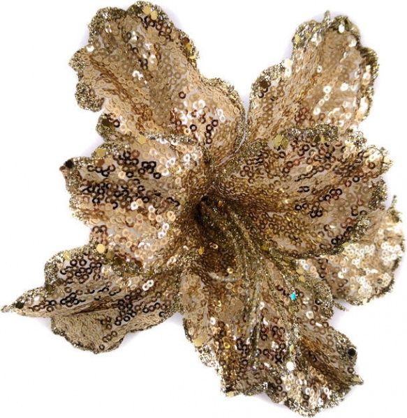 Декорація новорічна Магнолія з паєтками 24х28 см