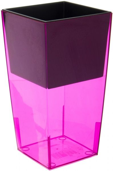 Горщик пластиковий Prosperplast Urbi square P 2 в 1 квадратний 4л прозорий рожевий (70005-9) 