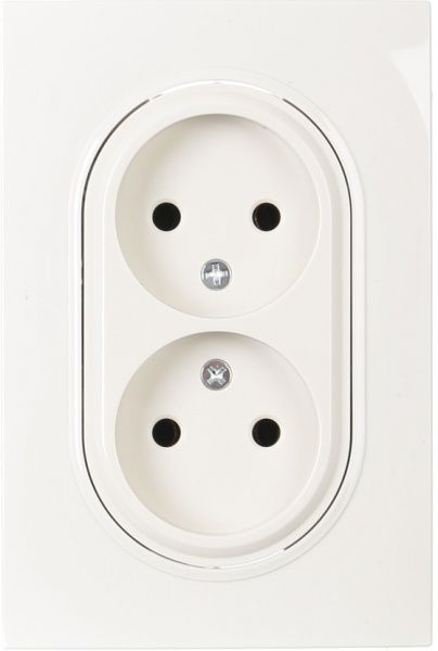Розетка кінцева подвійна без заземлення HausMark Bela без шторок без кришки крем SNG-SCP.RD20MG21WTG-C