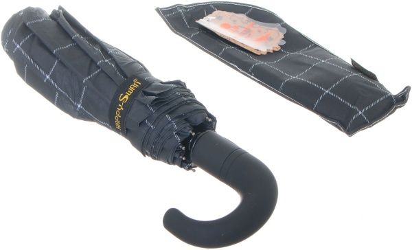 Зонт Узор прямоугольный, складной, автомат черный 