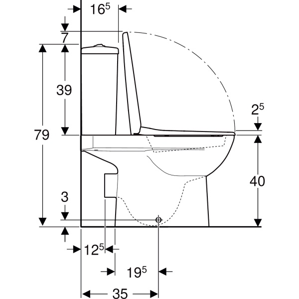 Унитаз-компакт Geberit Selnova Rimfree с сиденьем
