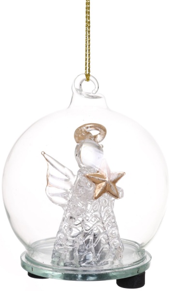 Ялинкова іграшка у формі кулі з підсвічуванням 6 см 