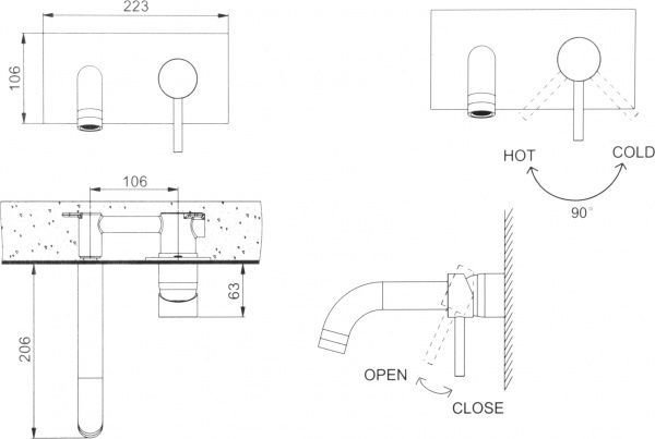 Смеситель для умывальника EGO Slim F1104001101