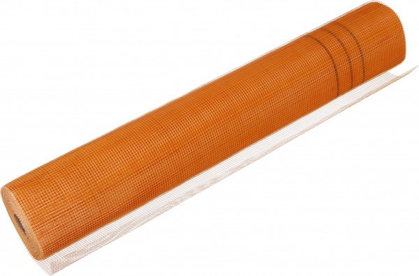 Стеклосетка штукатурная щелочестойкая А-145 5х5 оранжевый (рулон 50 кв.м)