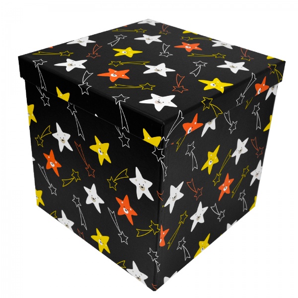 Коробка подарочная черная звезды 8.5х8.5 см 4110222401