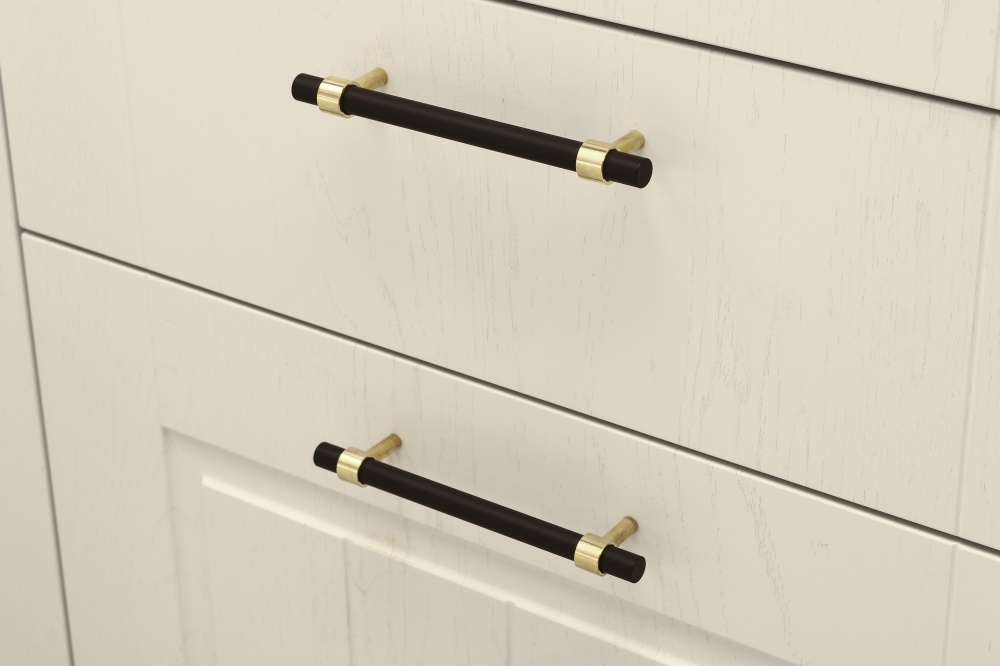 Ручка для меблів рейлінгова 128 мм чорний/золото