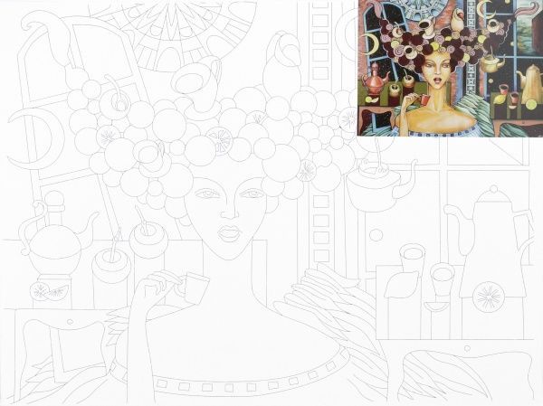 Полотно на картоні з контуром «Лимонна кава з присмаком інтриги», А. Навроцька Rosa Talent 