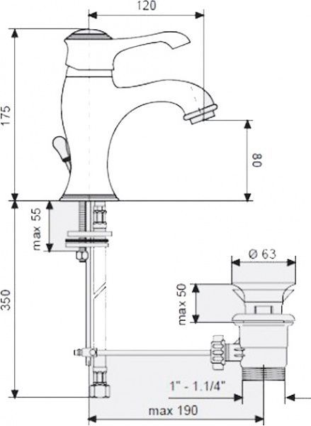 Смеситель для умывальника Emmevi Rubinetterie Tiffany BR6003