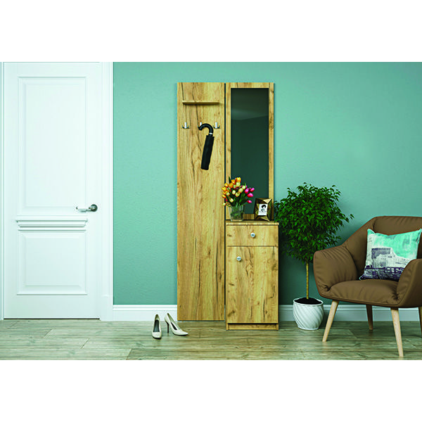 Прихожая с зеркалом Грейд Агата дуб крафт золотой