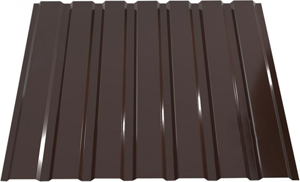 Профнастил глянцевый PSM ПР-15А 1155x2500 мм RAL 8017 коричневый