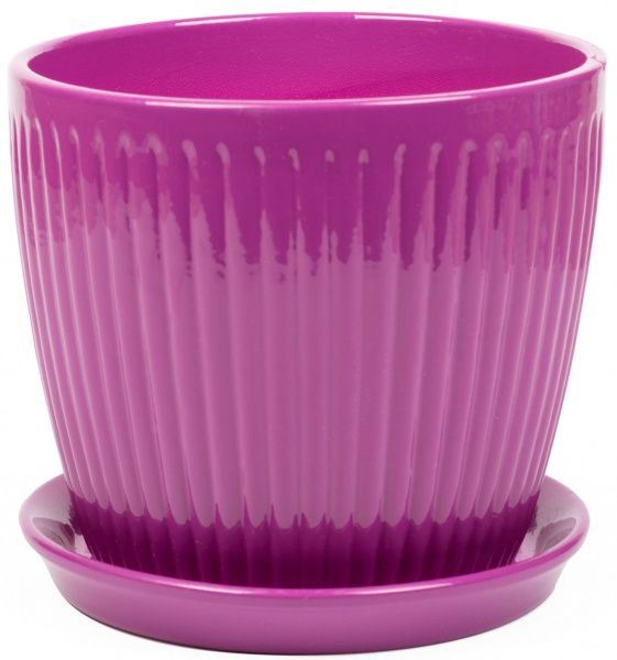 Горщик керамічний Вертикаль 18х17 преміум круглий 3л фіолетовий 