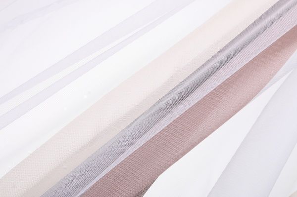 Ткань тюлевая полоски на сетке 300 см шампань 